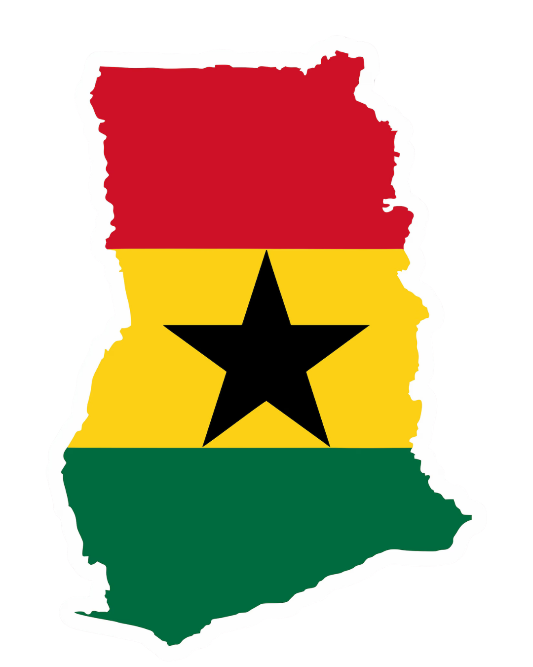 Map of Ghana in flag colors